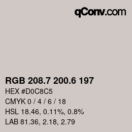 カラーコード: RGB 208.7 200.6 197 | qconv.com