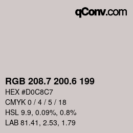 カラーコード: RGB 208.7 200.6 199 | qconv.com