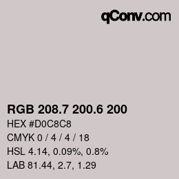 カラーコード: RGB 208.7 200.6 200 | qconv.com