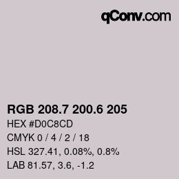 カラーコード: RGB 208.7 200.6 205 | qconv.com