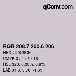 カラーコード: RGB 208.7 200.6 206 | qconv.com