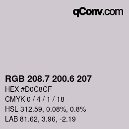 カラーコード: RGB 208.7 200.6 207 | qconv.com