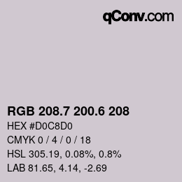 カラーコード: RGB 208.7 200.6 208 | qconv.com