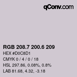 カラーコード: RGB 208.7 200.6 209 | qconv.com
