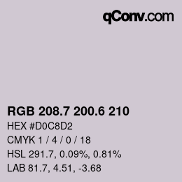 カラーコード: RGB 208.7 200.6 210 | qconv.com