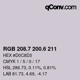 カラーコード: RGB 208.7 200.6 211 | qconv.com