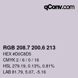 カラーコード: RGB 208.7 200.6 213 | qconv.com