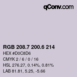 カラーコード: RGB 208.7 200.6 214 | qconv.com