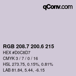 カラーコード: RGB 208.7 200.6 215 | qconv.com