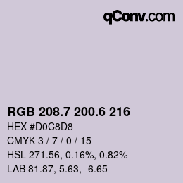 カラーコード: RGB 208.7 200.6 216 | qconv.com