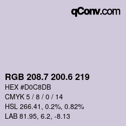 カラーコード: RGB 208.7 200.6 219 | qconv.com