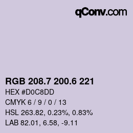 カラーコード: RGB 208.7 200.6 221 | qconv.com