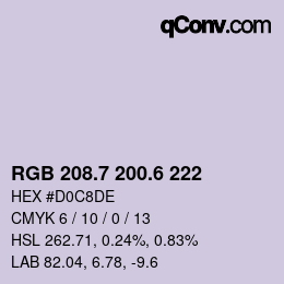 カラーコード: RGB 208.7 200.6 222 | qconv.com