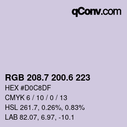 カラーコード: RGB 208.7 200.6 223 | qconv.com