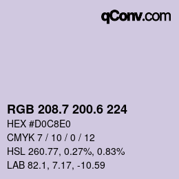 カラーコード: RGB 208.7 200.6 224 | qconv.com