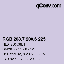 カラーコード: RGB 208.7 200.6 225 | qconv.com