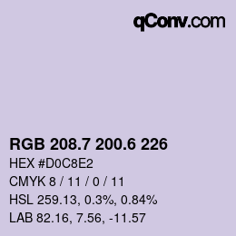 カラーコード: RGB 208.7 200.6 226 | qconv.com