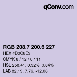 カラーコード: RGB 208.7 200.6 227 | qconv.com