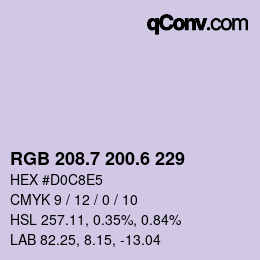 カラーコード: RGB 208.7 200.6 229 | qconv.com