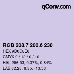 カラーコード: RGB 208.7 200.6 230 | qconv.com