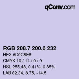カラーコード: RGB 208.7 200.6 232 | qconv.com