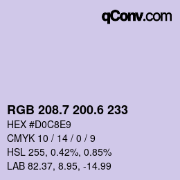 カラーコード: RGB 208.7 200.6 233 | qconv.com