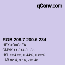 カラーコード: RGB 208.7 200.6 234 | qconv.com