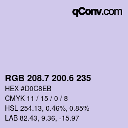 カラーコード: RGB 208.7 200.6 235 | qconv.com