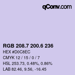 カラーコード: RGB 208.7 200.6 236 | qconv.com