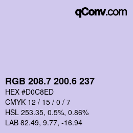カラーコード: RGB 208.7 200.6 237 | qconv.com