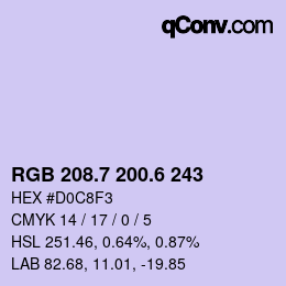 カラーコード: RGB 208.7 200.6 243 | qconv.com
