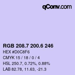 カラーコード: RGB 208.7 200.6 246 | qconv.com