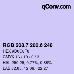 カラーコード: RGB 208.7 200.6 248 | qconv.com