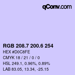 カラーコード: RGB 208.7 200.6 254 | qconv.com