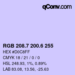 カラーコード: RGB 208.7 200.6 255 | qconv.com