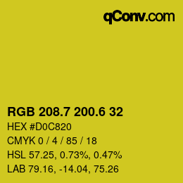 カラーコード: RGB 208.7 200.6 32 | qconv.com