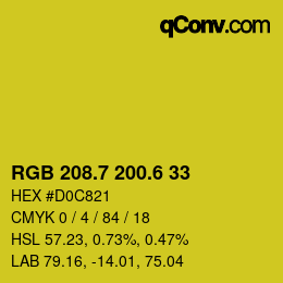 カラーコード: RGB 208.7 200.6 33 | qconv.com