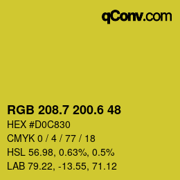 カラーコード: RGB 208.7 200.6 48 | qconv.com