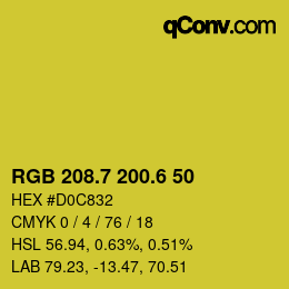 カラーコード: RGB 208.7 200.6 50 | qconv.com