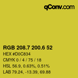 カラーコード: RGB 208.7 200.6 52 | qconv.com