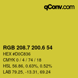 カラーコード: RGB 208.7 200.6 54 | qconv.com