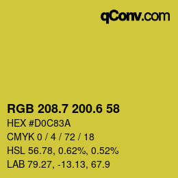 カラーコード: RGB 208.7 200.6 58 | qconv.com