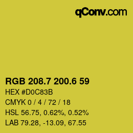 カラーコード: RGB 208.7 200.6 59 | qconv.com