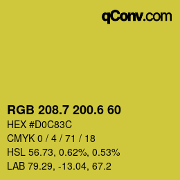 カラーコード: RGB 208.7 200.6 60 | qconv.com