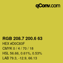 カラーコード: RGB 208.7 200.6 63 | qconv.com
