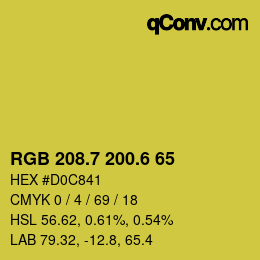 カラーコード: RGB 208.7 200.6 65 | qconv.com