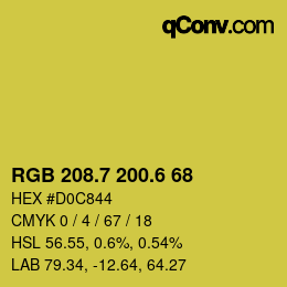 カラーコード: RGB 208.7 200.6 68 | qconv.com
