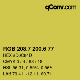 カラーコード: RGB 208.7 200.6 77 | qconv.com