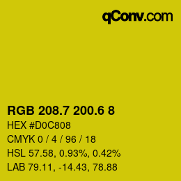 カラーコード: RGB 208.7 200.6 8 | qconv.com