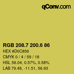 カラーコード: RGB 208.7 200.6 86 | qconv.com